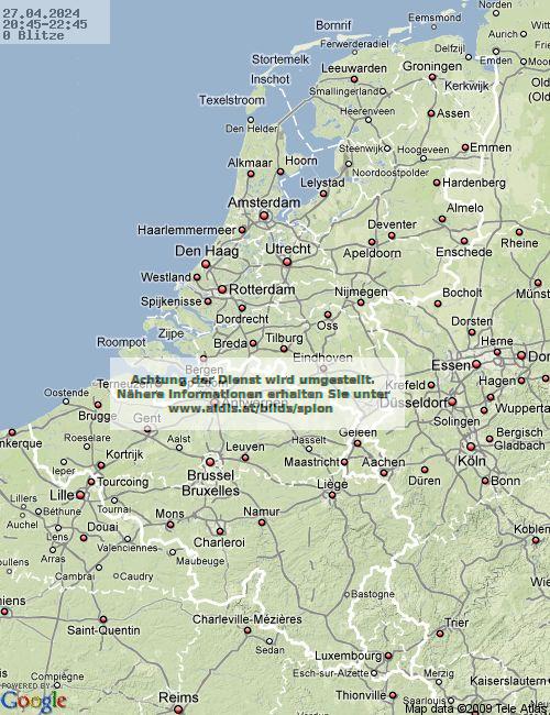 Lightning Netherlands 20:45 UTC Sat 27 Apr