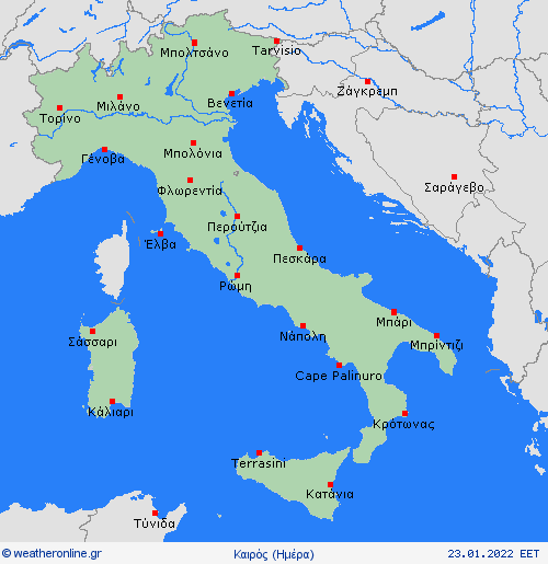 Επισκόπηση Ιταλία Ευρώπη Προγνωστικοί χάρτες 