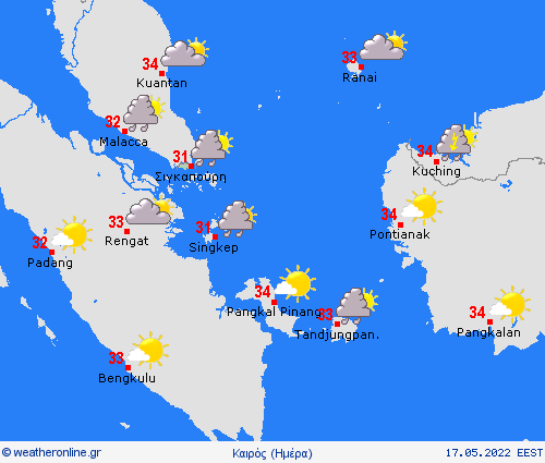 Επισκόπηση Σιγκαπούρη Ασία Προγνωστικοί χάρτες 