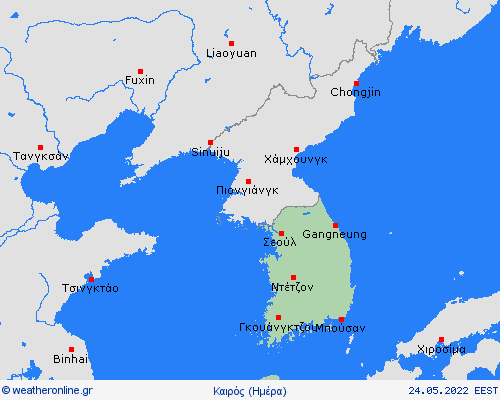 Επισκόπηση Νότια Κορέα Ασία Προγνωστικοί χάρτες 
