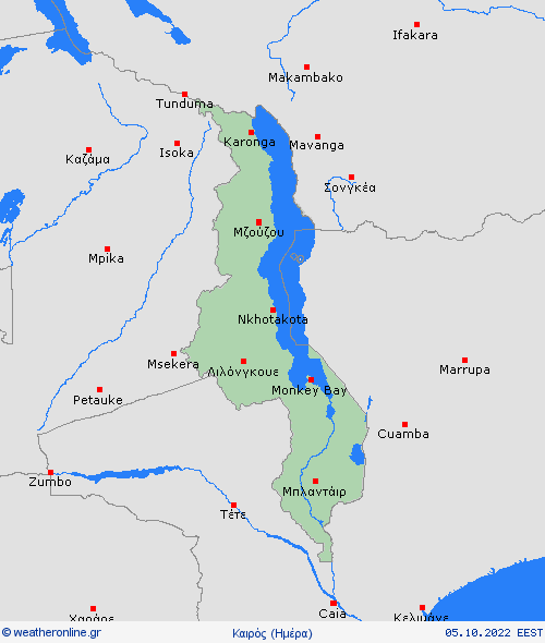 Επισκόπηση Μαλάουι Αφρική Προγνωστικοί χάρτες 