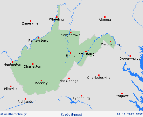 Επισκόπηση Δυτική Βιρτζίνια Β. Αμερική Προγνωστικοί χάρτες 