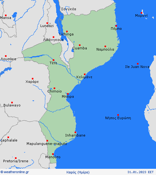 Επισκόπηση Μοζαμβίκη Αφρική Προγνωστικοί χάρτες 