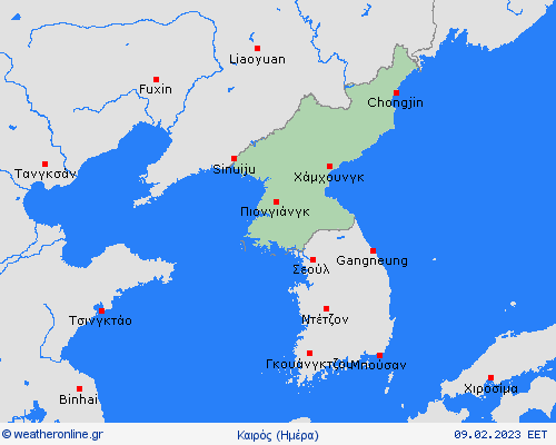 Επισκόπηση Βόρεια Κορέα Ασία Προγνωστικοί χάρτες 