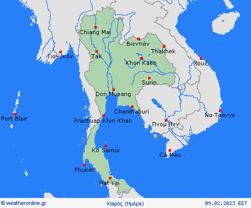 Επισκόπηση Ταιλάνδη Ασία Προγνωστικοί χάρτες 