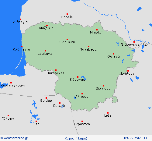 Επισκόπηση Λιθουανία Ευρώπη Προγνωστικοί χάρτες 