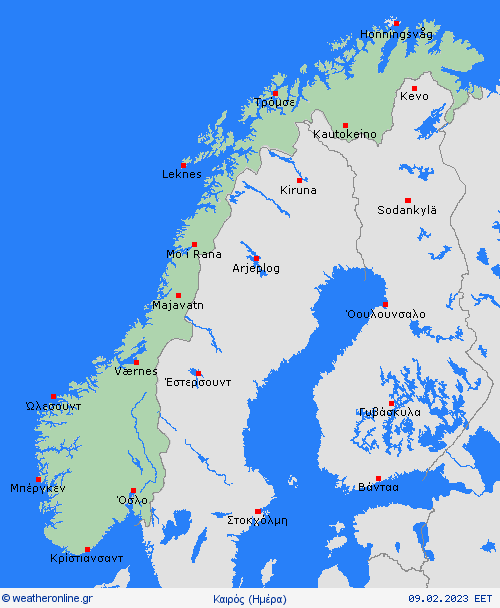 Επισκόπηση Νορβηγία Ευρώπη Προγνωστικοί χάρτες 