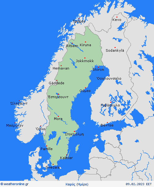 Επισκόπηση Σουηδία Ευρώπη Προγνωστικοί χάρτες 