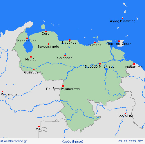 Επισκόπηση Βενεζουέλα Ν. Αμερική Προγνωστικοί χάρτες 