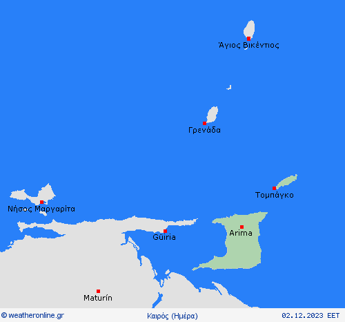 Επισκόπηση Τρινιδάδ Ν. Αμερική Προγνωστικοί χάρτες 