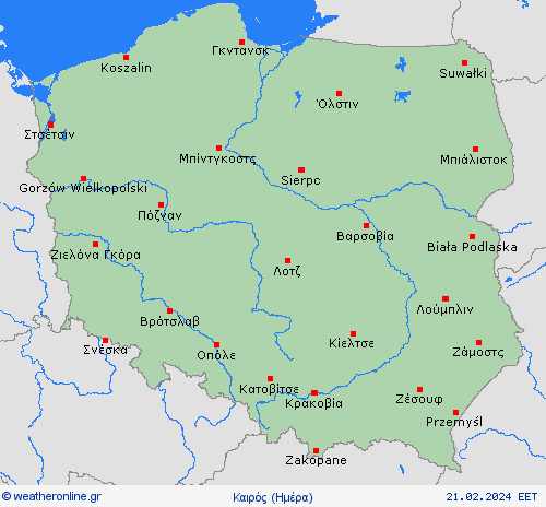 Επισκόπηση Πολωνία Ευρώπη Προγνωστικοί χάρτες 