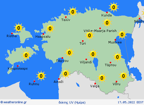δείκτης uv Εσθονία Ευρώπη Προγνωστικοί χάρτες 