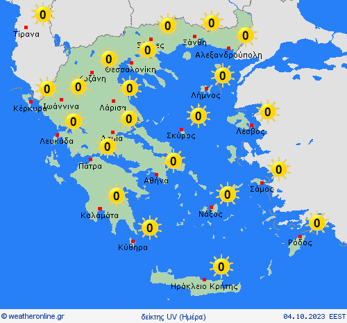 δείκτης uv  Ελλάδα Προγνωστικοί χάρτες 